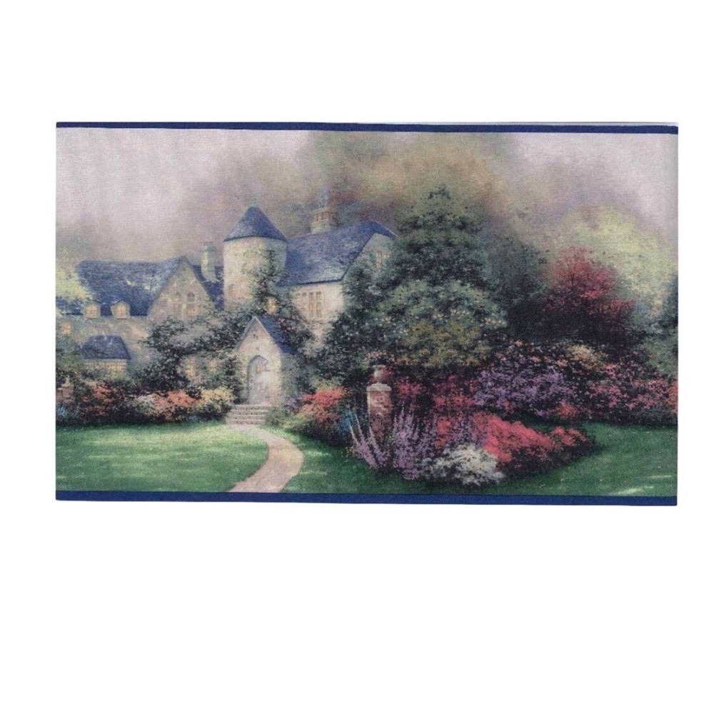 Thomas Kinkade Painter of Light Beyond Autumn Gates Wallpaper Border Cottage